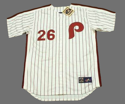 Philadelphia Phillies Chase Utley 1980s Cooperstown MLB jersey front view