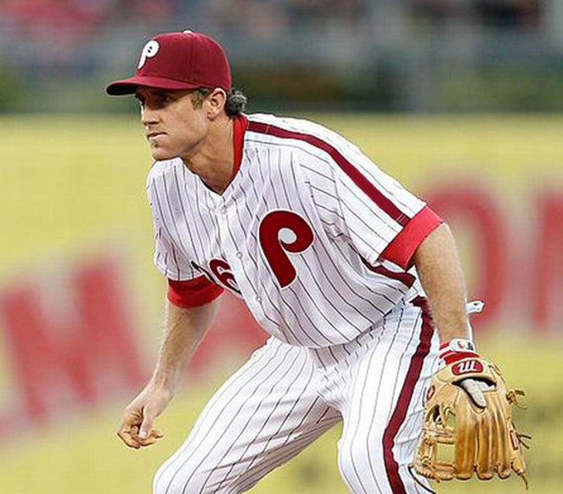 Philadelphia Phillies Chase Utley 1980s Cooperstown MLB jersey front view