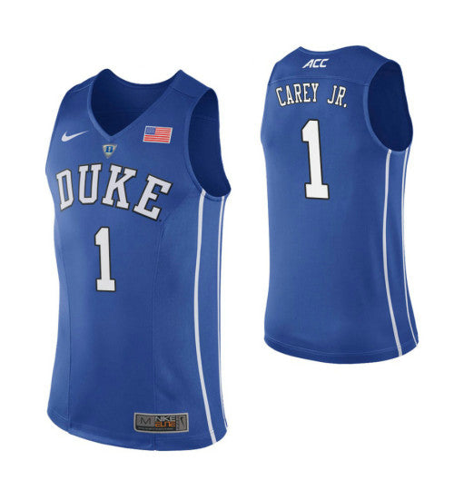 Duke Blue Devils 1 Vernon Carey Jr Royal College Basketball Jersey 1035 stitched basketball jersey for game day fanwear