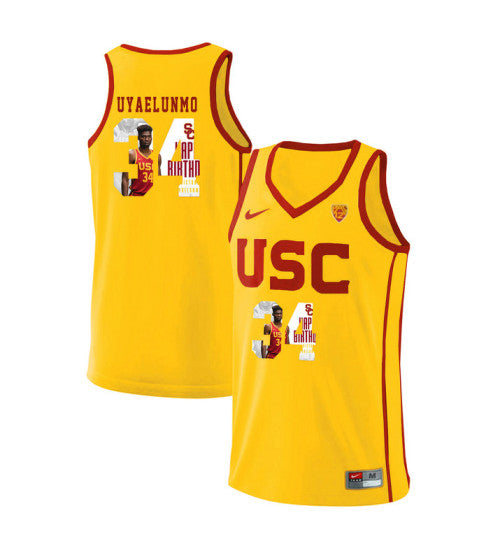 USC Trojans Victor Uyaelunmo 11016 #34 Yellow stitched throwback college basketball jersey