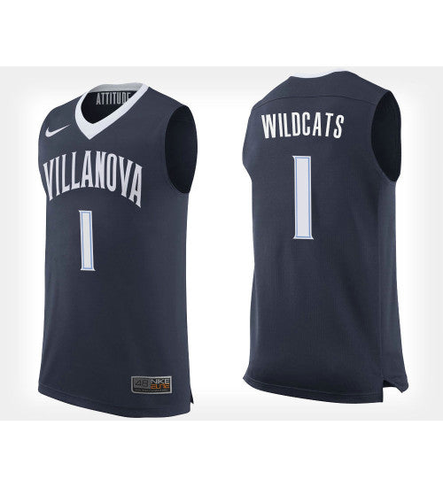 Villanova Wildcats No Home #1 Navy stitched throwback college basketball jersey