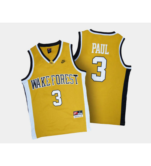 Paul Alternate Wake Forest Demon Deacons Chris #3 Gold stitched throwback college basketball jersey