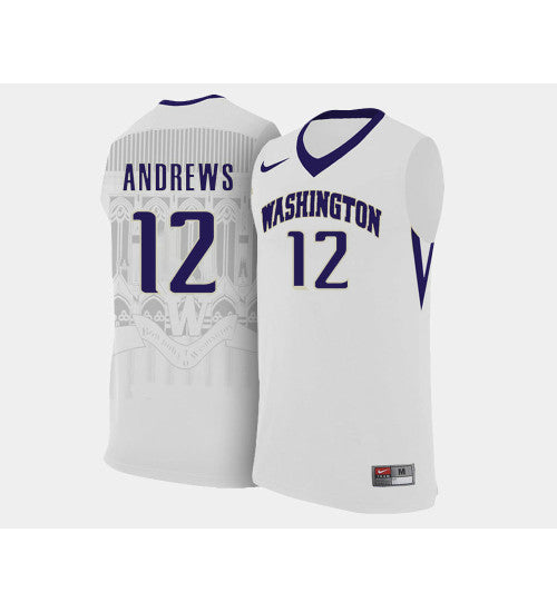 Washington Huskies 12 Andrew Andrews White Home College Basketball Jersey | Stitched Jersey RTJS 6138