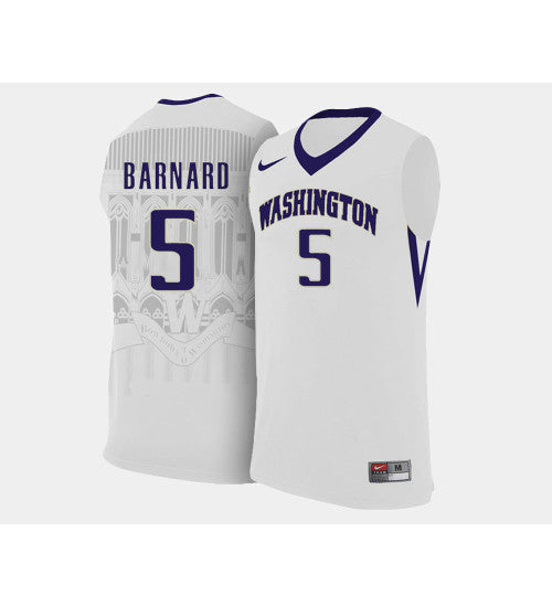 Washington Huskies Quin Barnard Home #5 White stitched throwback college basketball jersey