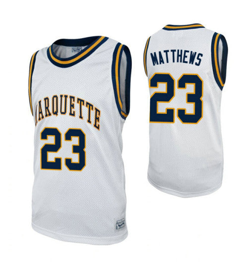 Marquette Golden Eagles 23 Wesley Matthews White College Basketball Jersey stitched retro jersey