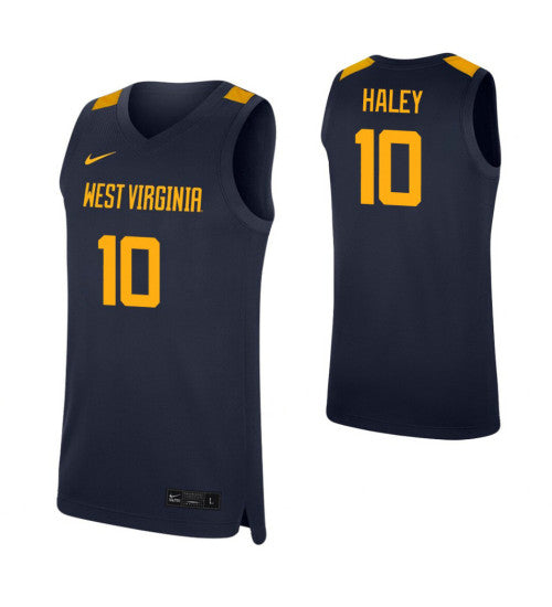 West Virginia Mountaineers Jermaine Haley Navy stitched throwback college basketball jersey