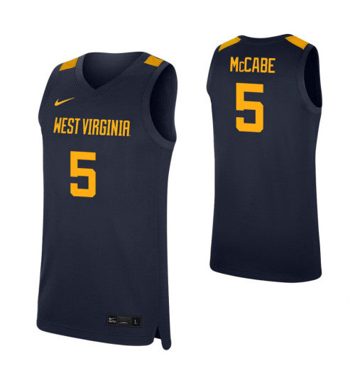 West Virginia Mountaineers Jordan Mccabe College Basketball Jersey Navy | Stitched Jersey RTJS 5982
