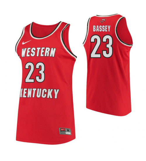 Charles Bassey Western Kentucky Hilltoppers Red stitched throwback college basketball jersey