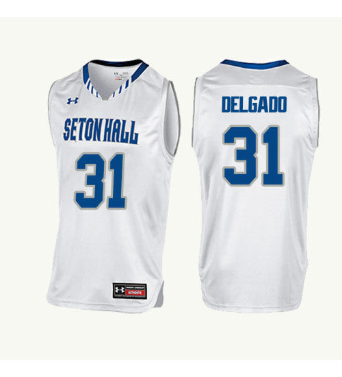 Seton Hall Pirates Angel Delgado #31 White stitched throwback college basketball jersey