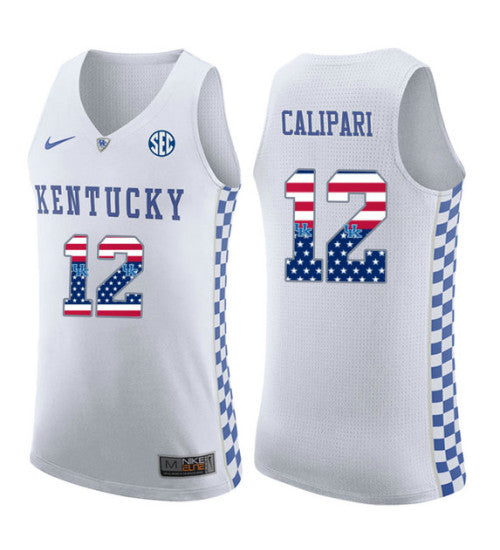 Kentucky Wildcats 12 Brad Calipari College Basketball Jersey White | Stitched Jersey RTJS 3653