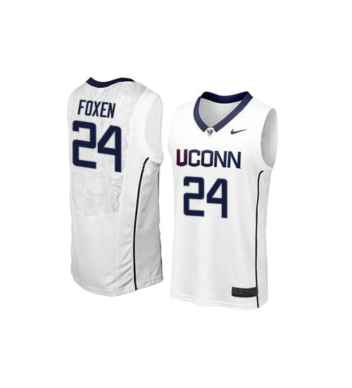 Uconn Huskies Christian Foxen #24 White stitched throwback college basketball jersey