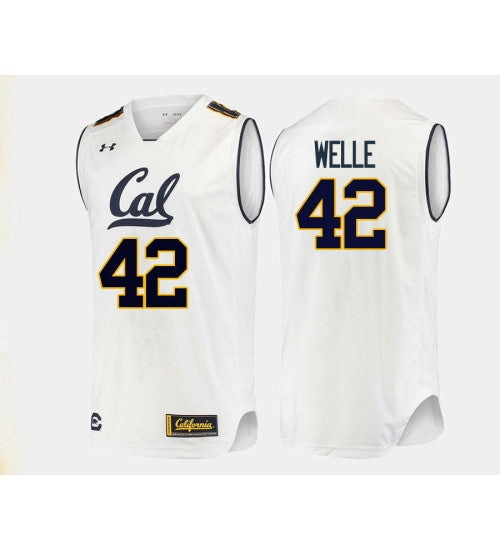 California Golden Bears 42 Cole Welle College Basketball Jersey White 679 stitched basketball jersey for game day fanwear