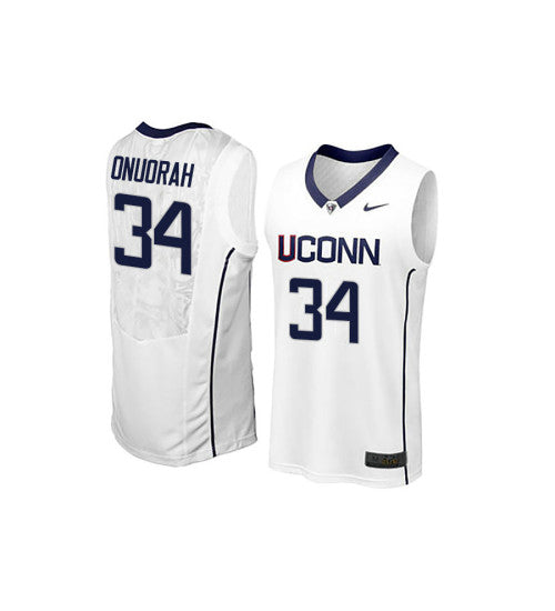 Uconn Huskies David Onuorah #34 White stitched throwback college basketball jersey
