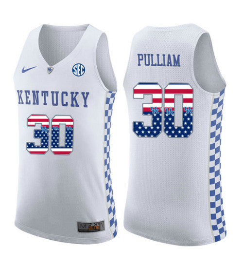 Kentucky Wildcats 30 Dillon Pulliam College Basketball Jersey White | Stitched Jersey RTJS 3587