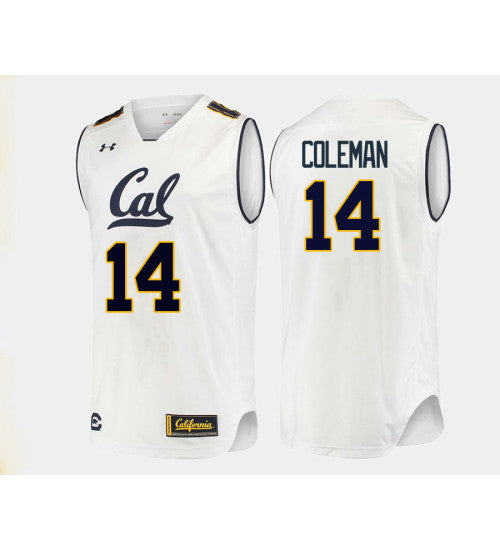 California Golden Bears 14 Don Coleman College Basketball Jersey White stitched basketball jersey for game day fanwear