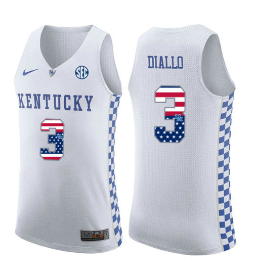 Kentucky Wildcats 3 Hamidou Diallo College Basketball Jersey White | Stitched Jersey RTJS 3597