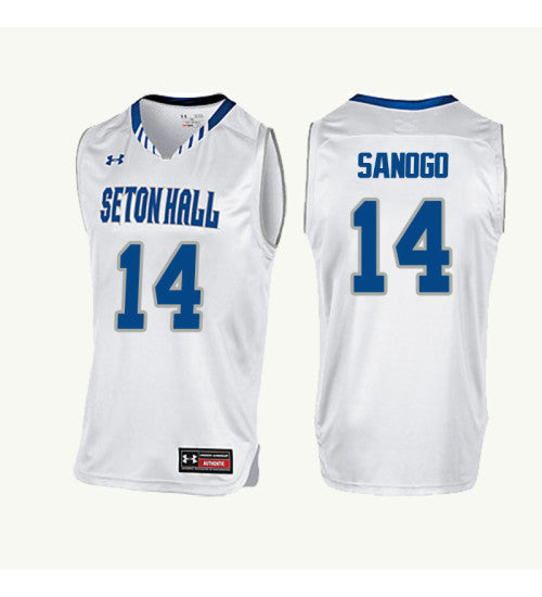 Seton Hall Pirates Ismael Sanogo #14 White stitched throwback college basketball jersey
