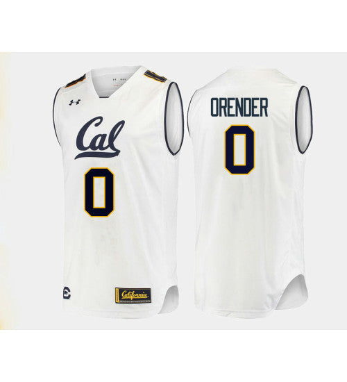 California Golden Bears 0 Jacob Orender College Basketball Jersey White stitched basketball jersey for game day fanwear