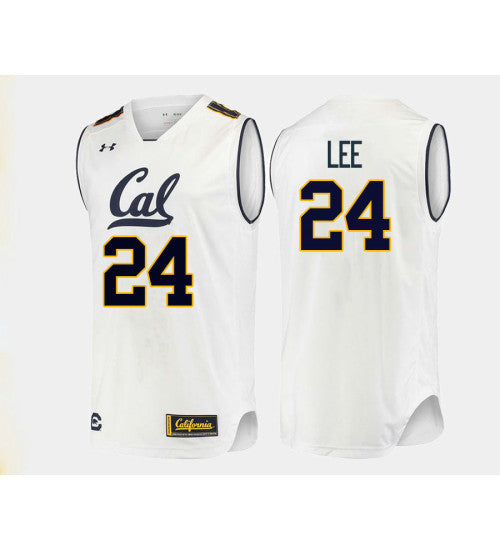 California Golden Bears 24 Marcus Lee College Basketball Jersey White stitched basketball jersey for game day fanwear