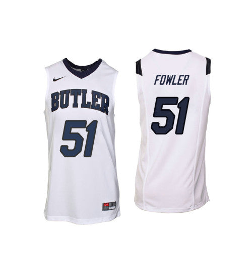 Butler Bulldogs 51 Nate Fowler College Basketball Jersey White stitched basketball jersey for game day fanwear