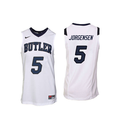 Butler Bulldogs 5 Paul Jorgensen College Basketball Jersey White stitched basketball jersey for game day fanwear