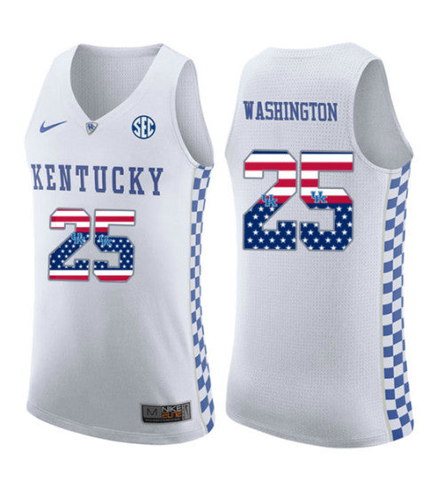 Kentucky Wildcats 25 Pj Washington College Basketball Jersey White stitched retro jersey