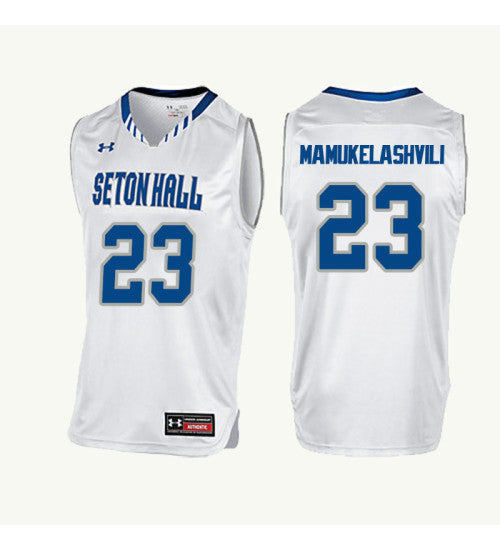 Seton Hall Pirates Sandro Mamukelashvili #23 White stitched throwback college basketball jersey