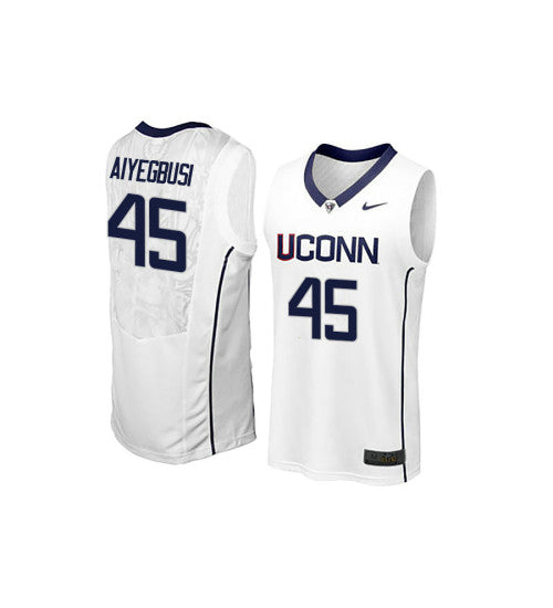 Uconn Huskies Temi Aiyegbusi #45 White stitched throwback college basketball jersey