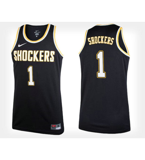 No Alternate Wichita State Shockers #1 Black stitched throwback college basketball jersey