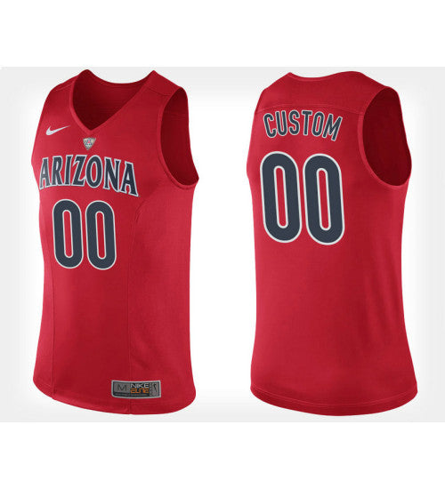 Arizona Wildcats 00 Custom Red Home Jersey College Basketball stitched basketball jersey for game day fanwear