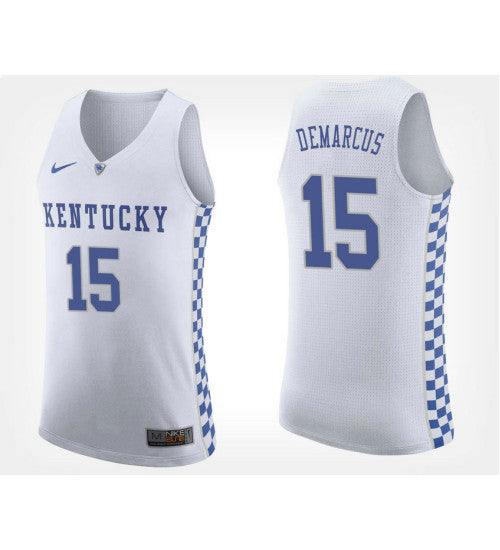 Kentucky Wildcats 15 Demarcus Cousins White Road College Basketball Jersey stitched retro jersey