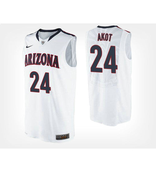 Arizona Wildcats 24 Emmanuel Akot White Road College Basketball Jersey stitched basketball jersey for game day fanwear