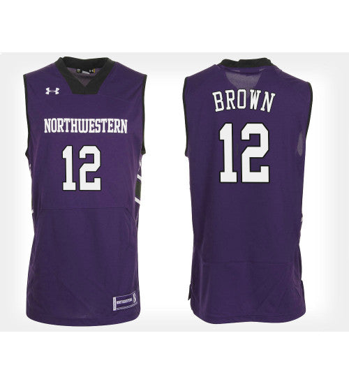 Northwestern Wildcats #12 Isiah Brown Purple Home College Basketball Jersey stitched college jersey