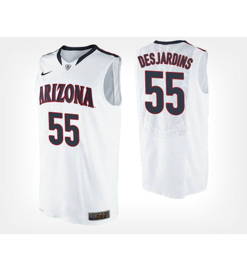 Arizona Wildcats 55 Jake Desjardins White Road College Basketball Jersey stitched basketball jersey for game day fanwear