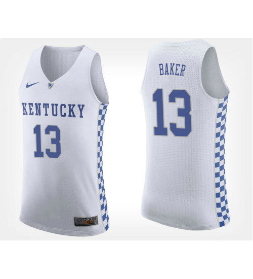 Kentucky Wildcats 13 Jemarl Baker White Road College Basketball Jersey | Stitched Jersey RTJS 3646