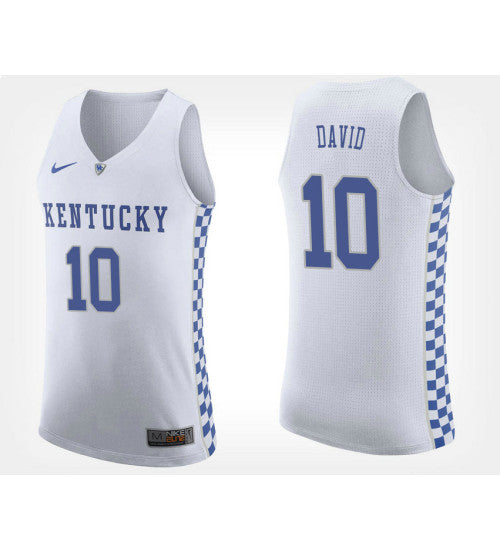 Kentucky Wildcats 10 Jonny David White Road College Basketball Jersey stitched retro jersey