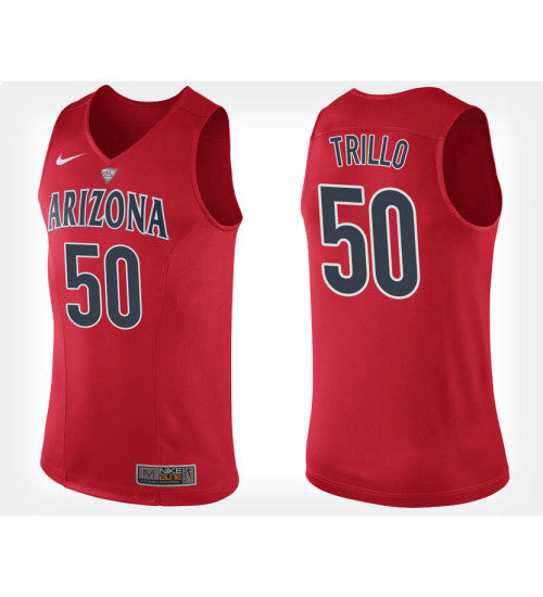 Arizona Wildcats 50 Tyler Trillo Red Home College Basketball Jersey | Stitched Jersey RTJS 5509