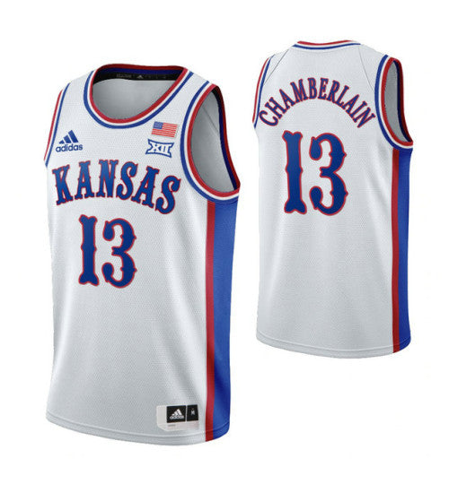 Kansas Jayhawks 13 Wilt Chamberlain 1990S Throwback College Basketball Jersey White | Stitched Jersey RTJS 3754