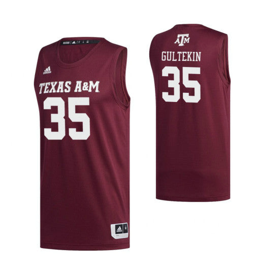 Texas Aampm Aggies Yavuz Gultekin #35 Maroon stitched throwback college basketball jersey