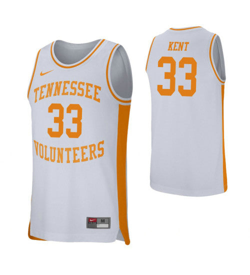 Tennessee Volunteers Zach Kent White stitched throwback college basketball jersey