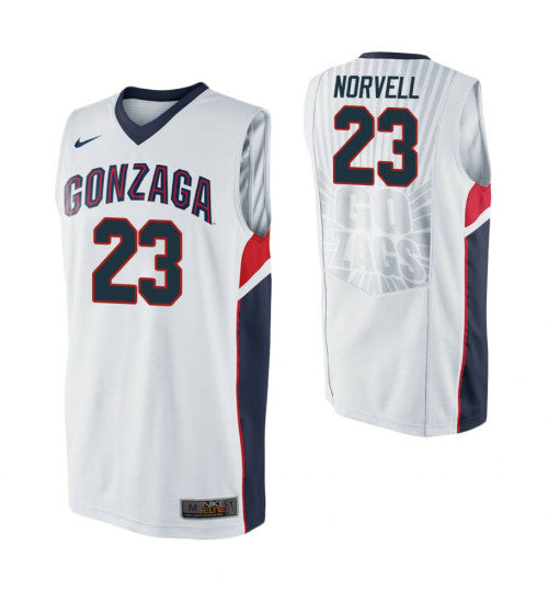 Gonzaga Bulldogs Zach Norvell College Basketball Jersey White stitched retro jersey