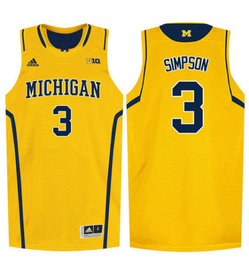 Michigan Wolverines #3 Zavier Simpson College Basketball Jersey Gold stitched college jersey
