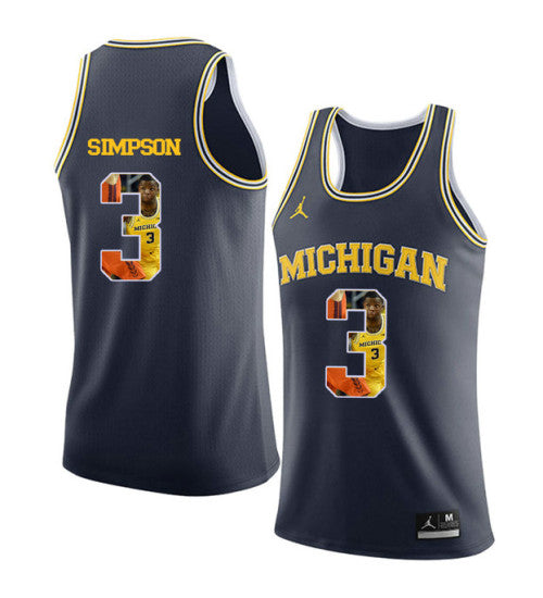 Michigan Wolverines 3 Zavier Simpson College Basketball Jersey Navy 3219 | Stitched Jersey RTJS 8529