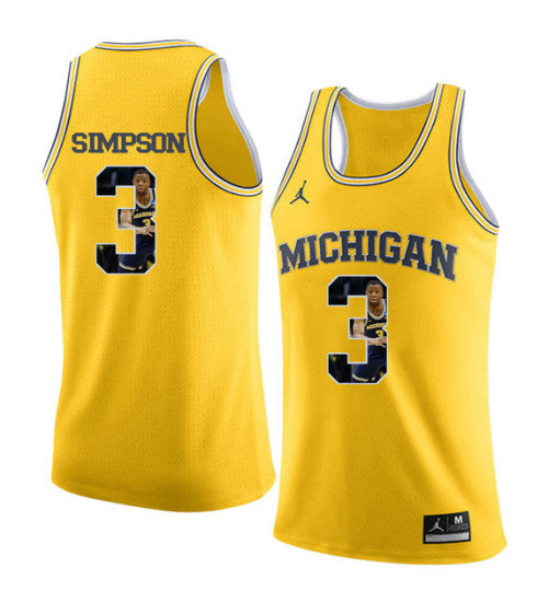 Michigan Wolverines #3 Zavier Simpson College Basketball Jersey Yellow 9038 stitched college jersey