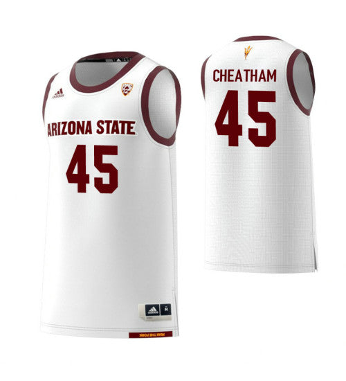 Arizona State Sun Devils 45 Zylan Cheatham College Basketball Jersey White | Stitched Jersey RTJS 5659